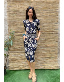 Vintage printed dress midi S