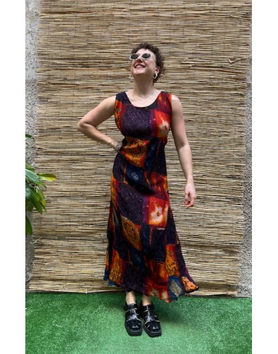 Vintage εμπριμέ φόρεμα maxi XL