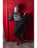 Vintage dress with shiny and velvet details L