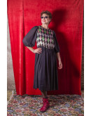 Vintage dress with shiny and velvet details L