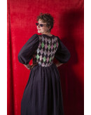 Vintage dress with shiny and velvet details L