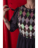 Vintage dress with shiny and velvet details L