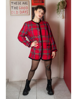 Vintage μάλλινο καρό φόρεμα XL