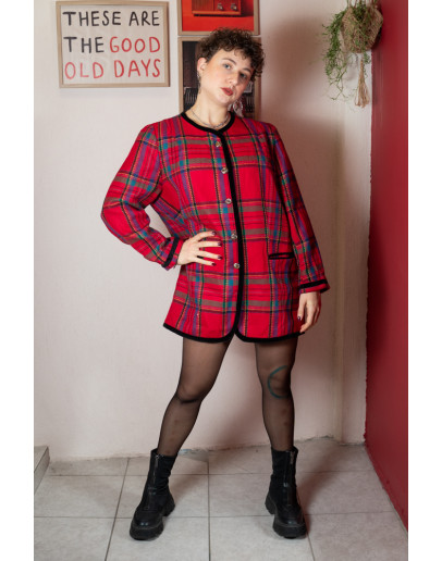 Vintage μάλλινο καρό φόρεμα XL