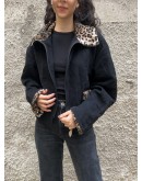 Vintage μάλλινη ζακέτα με animal print λεπτομέριες L