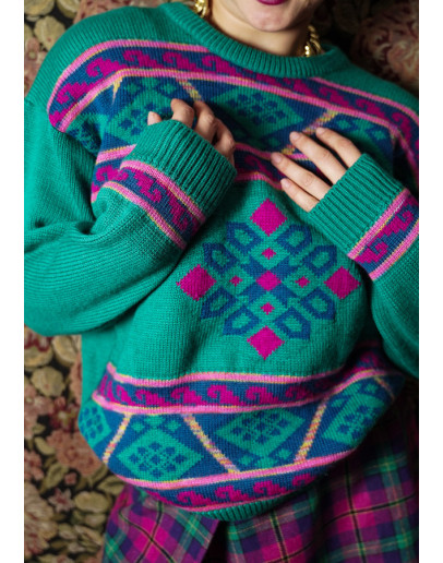 Vintage 90's wollen pullover Μ-L