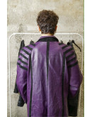 Vintage μωβ δερμάτινο τζάκετ με suede λεπτομέρειες 