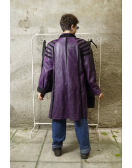 Vintage purple leather jacket with suede details 