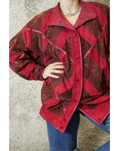 Vintage suede δερμάτινο τζάκετ M