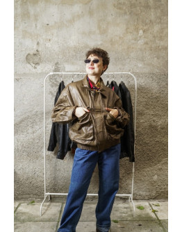 Vintage unisex leather jacket M