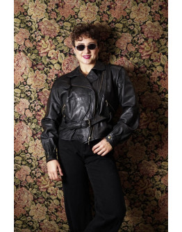 Vintage biker leather jacket M