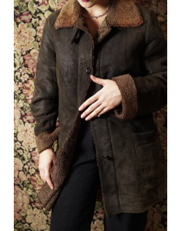 Vintage shearling δερμάτινο τζάκετ M