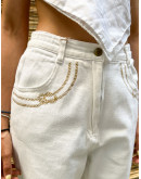 Vintage denim παντελόνι με κεντημένες λεπτομέρειες M