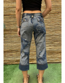 Vintage denim εμπριμέ Υ2Κ capri παντελόνι M
