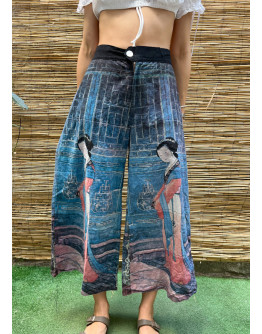 Vintage εμπριμέ capri παντελόνι XL