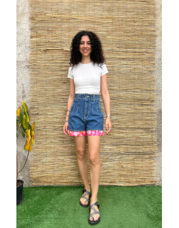 Vintage denim σορτς με φλοράλ λεπτομέρειες S