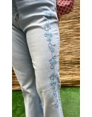 Vintage denim παντελόνι καμπάνα με κεντημένες λεπτομέρειες S