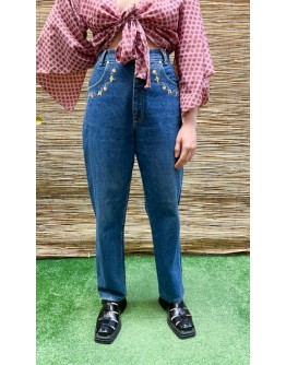 Vintage denim παντελόνι με κεντημένες λεπτομέρειες L