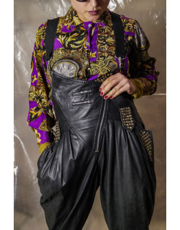 Vintage leather dungaree with stud M