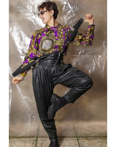 Vintage leather dungaree with stud M