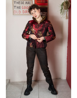 Vintage μεταξωτό ασιατικό σακάκι S-M