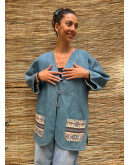 Vintage denim jacket με κεντήματα XXL
