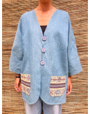 Vintage denim jacket με κεντήματα XXL