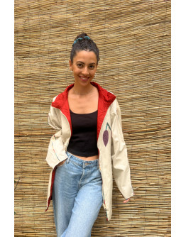 Vintage double faced jacket με κεντημένες λεπτομέριες XL