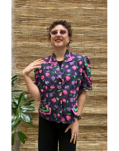 Vintage short sleeves floral blazer XL