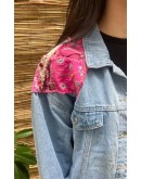 Vintage denim jacket με κεντήματα L