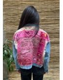 Vintage denim jacket με κεντήματα L