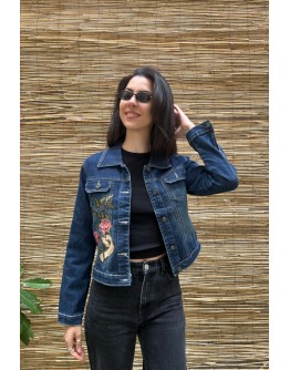 Vintage denim jacket με κεντήματα S