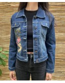 Vintage denim jacket με κεντήματα S