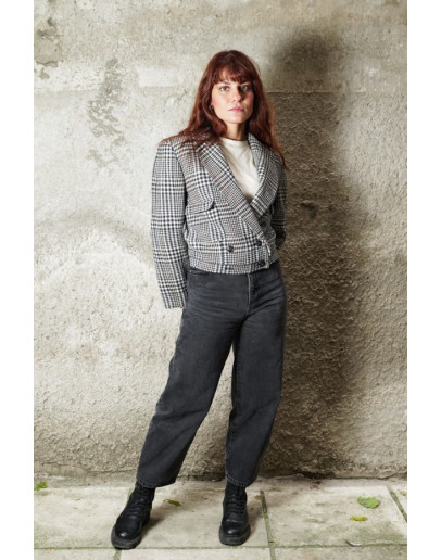 Vintage woollen plaid blazer M
