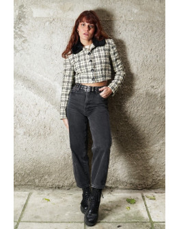 Vintage μάλλινο σακάκι με βελούδινo γιακά Μ