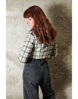 Vintage μάλλινο σακάκι με βελούδινo γιακά Μ