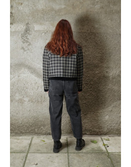 Vintage μάλλινο σακάκι με βελούδινες λεπτομέρειες L