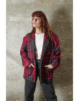 Vintage μάλλινο καρό σακάκι L