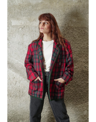 Vintage μάλλινο καρό σακάκι L