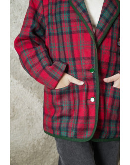 Vintage μάλλινο καρό σακάκι L