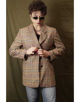 Vintage wollen plaid blazer M