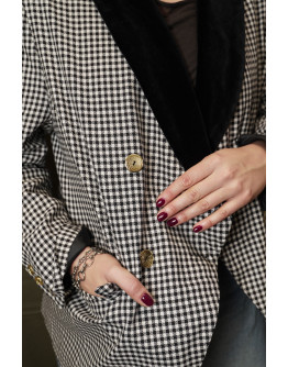 Vintage wollen plaid blazer L