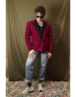 Vintage wollen plaid blazer L