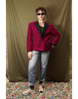 Vintage wollen plaid blazer L