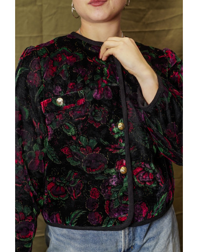 Vintage velvet jacket with shiny details L