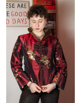 Vintage μεταξωτό ασιατικό σακάκι S-M