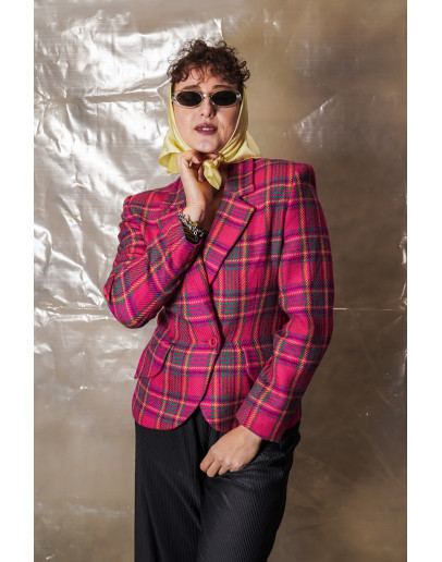 Vintage μάλλινο καρό σακάκι S