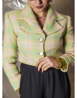 Vintage cropped καρό σακάκι M