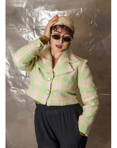 Vintage cropped καρό σακάκι M