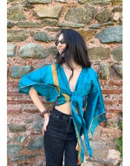 Silk wrap printed top 
